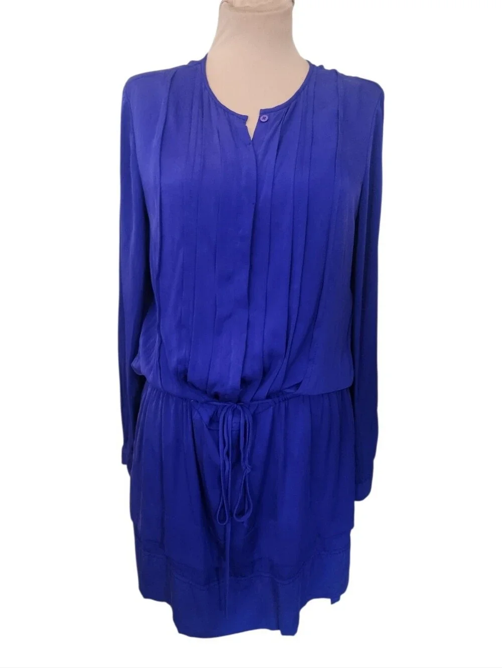 DIANE VON FURSTENBURG Francesca Silk Drawstring Blouson Mini Dress - Size 10
